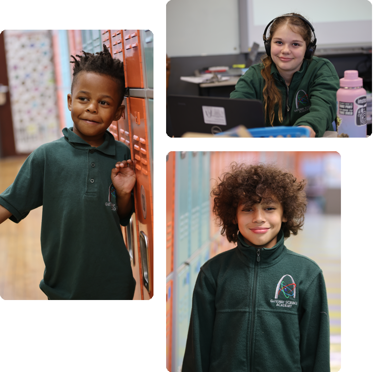 Students engaged in learning and interacting in a classroom collage